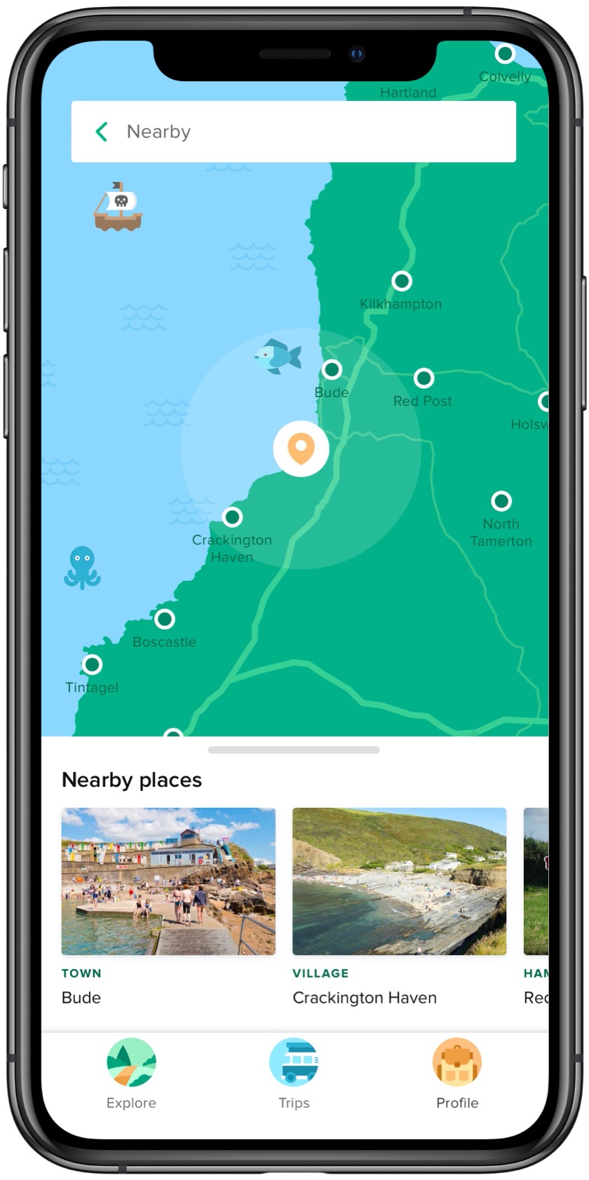 Map view in the Littletrips app